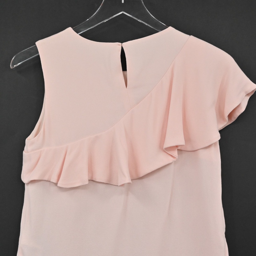MAJE Womens Lorena Pink Ruffle Top Size S Sleeveless Coquette Black Buttons NEW - Picture 12 of 14